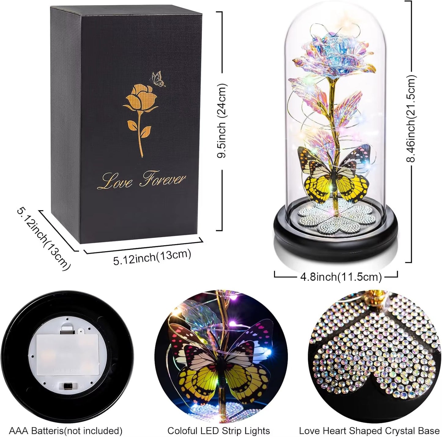 Galaxy Glass Rose Forever Eternal Crystal Flower