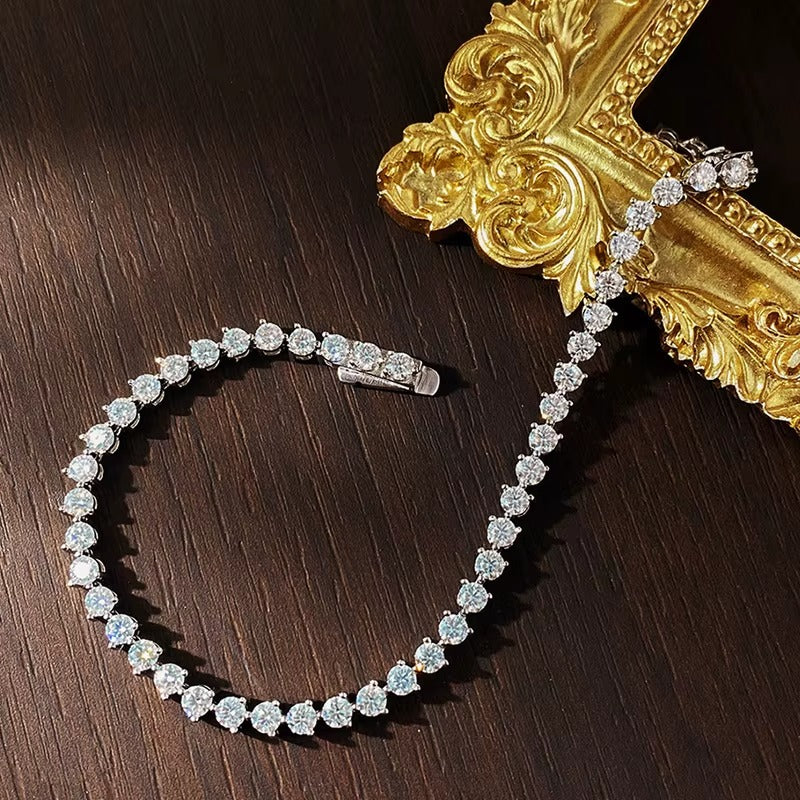 KNOBSPIN 3 Claw Moissanite Tennis Bracelet