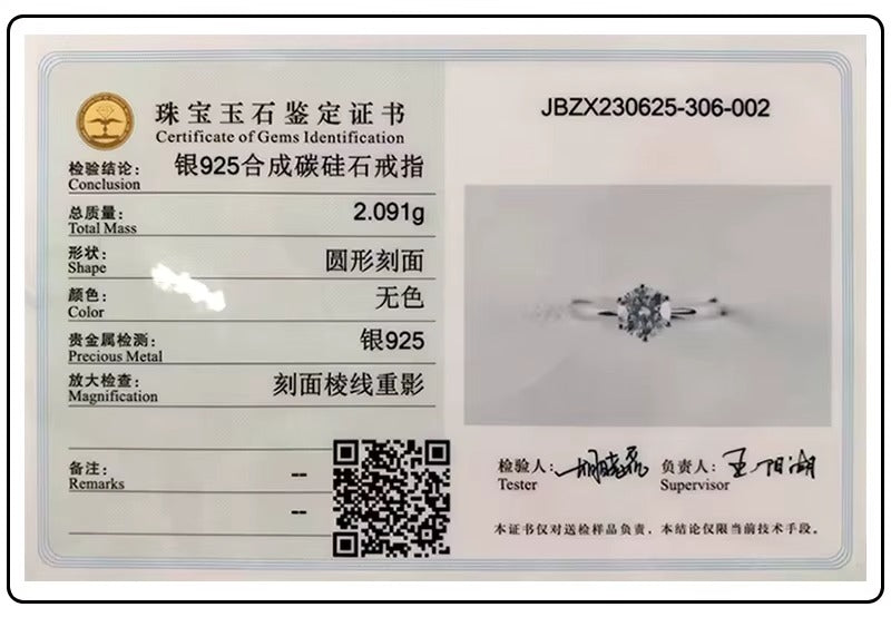 100% Real Moissanite Ring