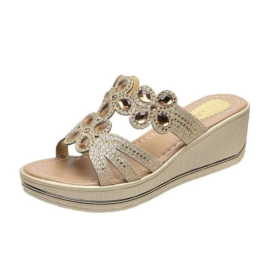 Summer Crystal Shoes Peep Toe Flat Sandals Zapatos Mujer