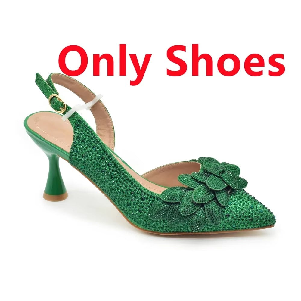Wedding Party Shoes and Bags Set with Rhinestone