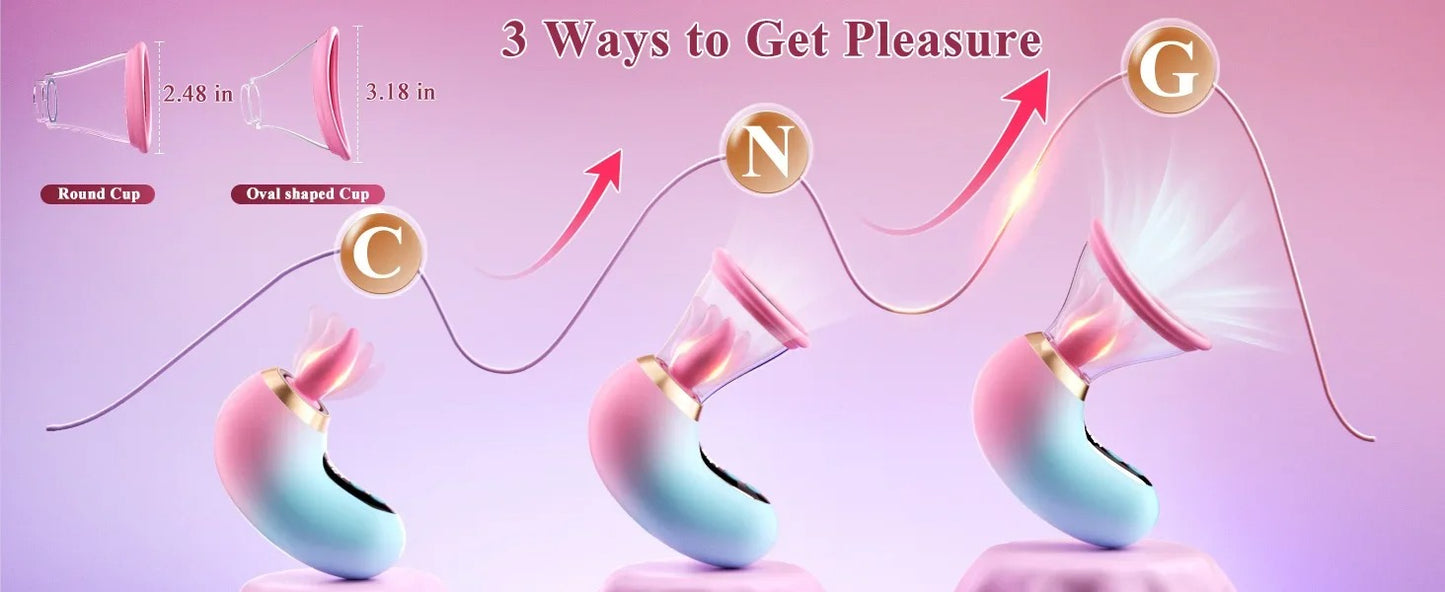 Tongue Licking Clitoris Sucker Vibrator 5 in 1 Nipple Vagina Massager