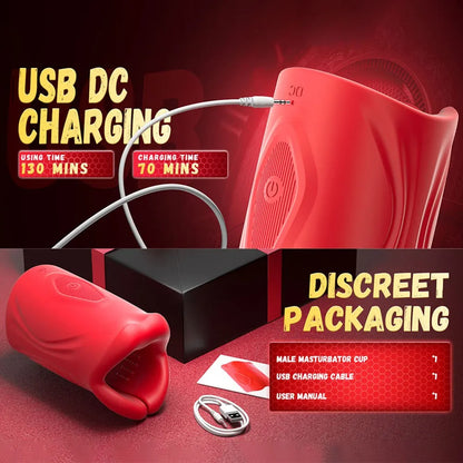 360° Wrapped Mouth Male Masturbator Vibrator