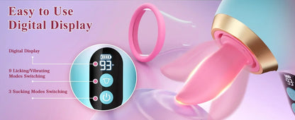 Tongue Licking Clitoris Sucker Vibrator 5 in 1 Nipple Vagina Massager