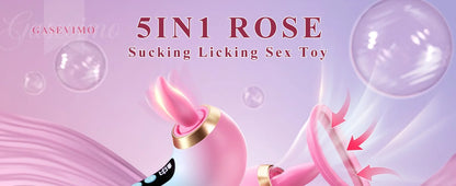 Tongue Licking Clitoris Sucker Vibrator 5 in 1 Nipple Vagina Massager