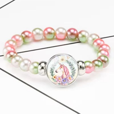 New fashion Cartoon unicorn beaded bracelet