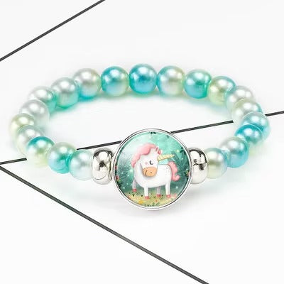 New fashion Cartoon unicorn beaded bracelet