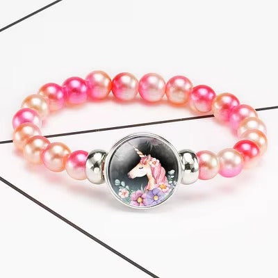 New fashion Cartoon unicorn beaded bracelet