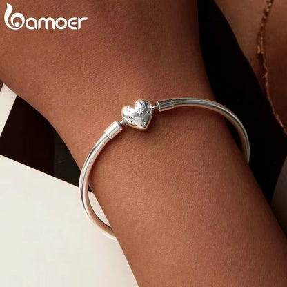 BAMOER Genuine 925 Sterling Silver Charm Glossy Bracelet