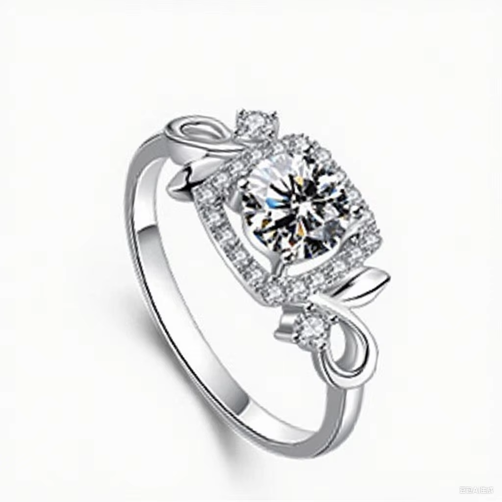 925 Sterling Silver Adjustable Flower Leaf Ring for Women
