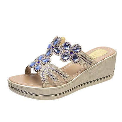 Summer Crystal Shoes Peep Toe Flat Sandals Zapatos Mujer