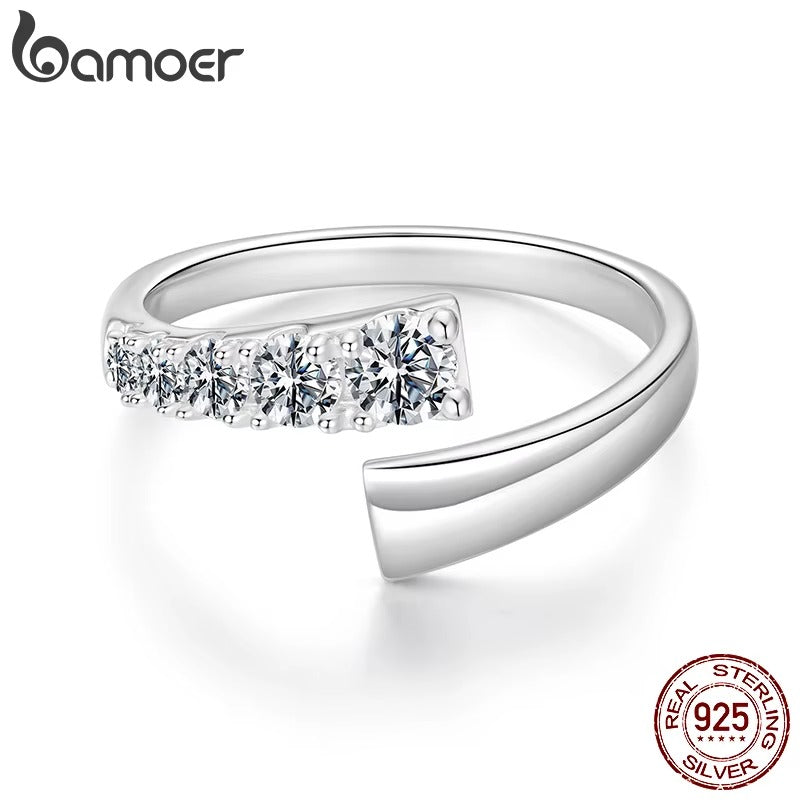 BAMOER 0.7CTTW Moissanite Open Ring
