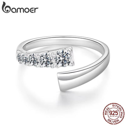 BAMOER 0.7CTTW Moissanite Open Ring