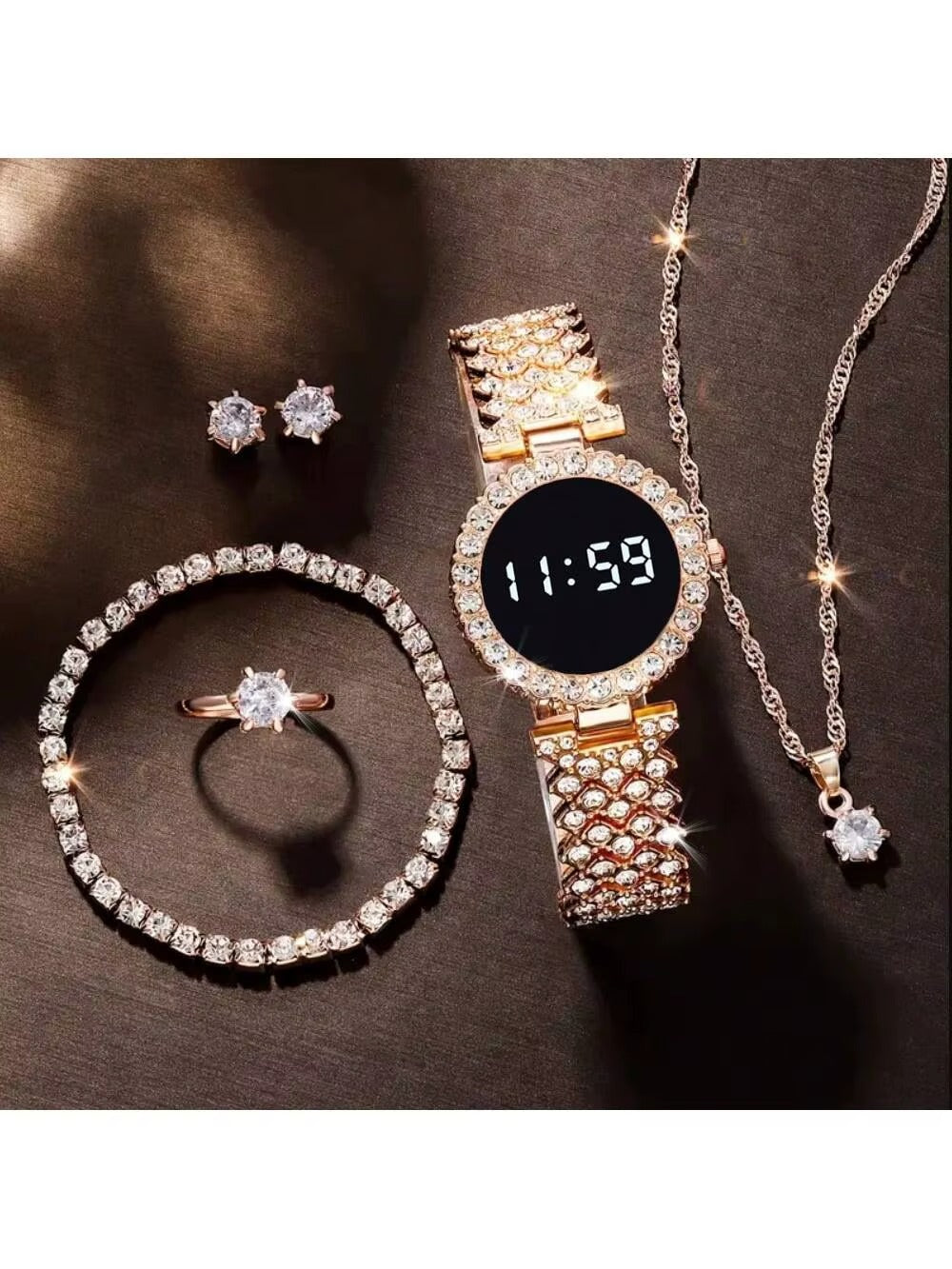 Women Digital Watch 5pcs Set