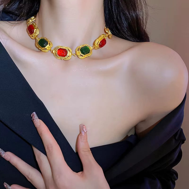 Multicolor Rhinestone Choker Necklaces