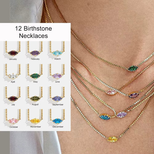 Colorful 12 Birthstone Pendant Necklaces