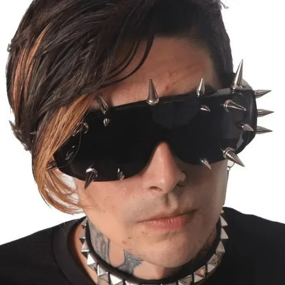 Cyberpunk Demon Eyewear Metal Rivet Party Sunglasses