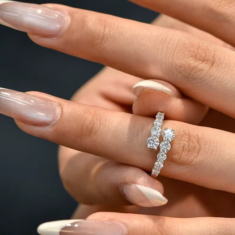BXINY All Moissanite Open Ring 925