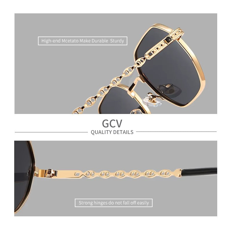 GCV brand classic retro women's rectangular square metal frame glasses
