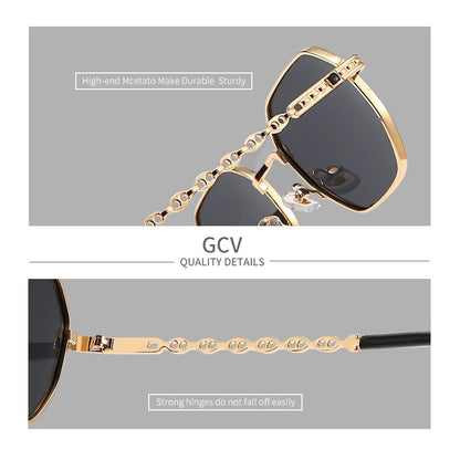 GCV brand classic retro women's rectangular square metal frame glasses