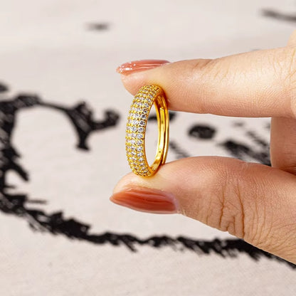 Luxury 24K 9999 Pure Gold real gold Women's Diamond-encrusted Gipsophila Adjustable Ring