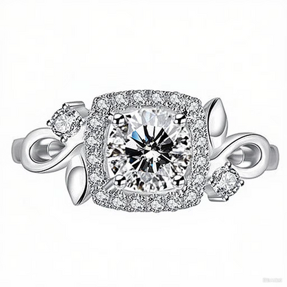 925 Sterling Silver Adjustable Flower Leaf Ring for Women