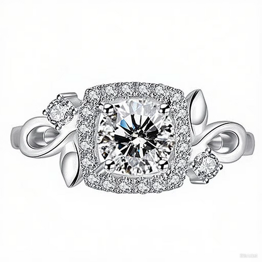 925 Sterling Silver Adjustable Flower Leaf Ring for Women