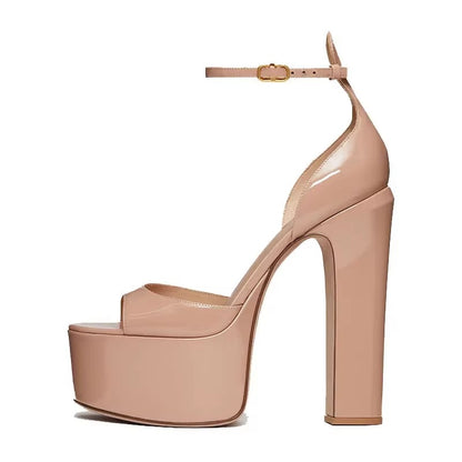 Women's Thick Heel Square Head Buckle Waterproof