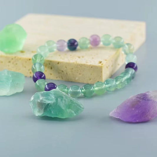 Fluorite Bracelet with Natural Stones 6 8 10mm Beads