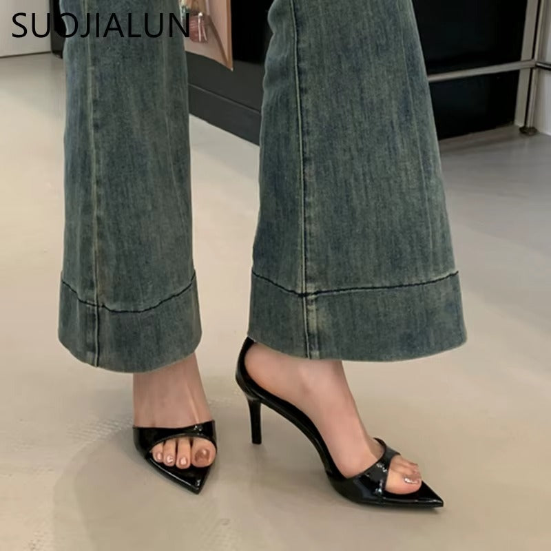Pointed Toe Ankle Strap Ladies Elegant Gladiator Shoes