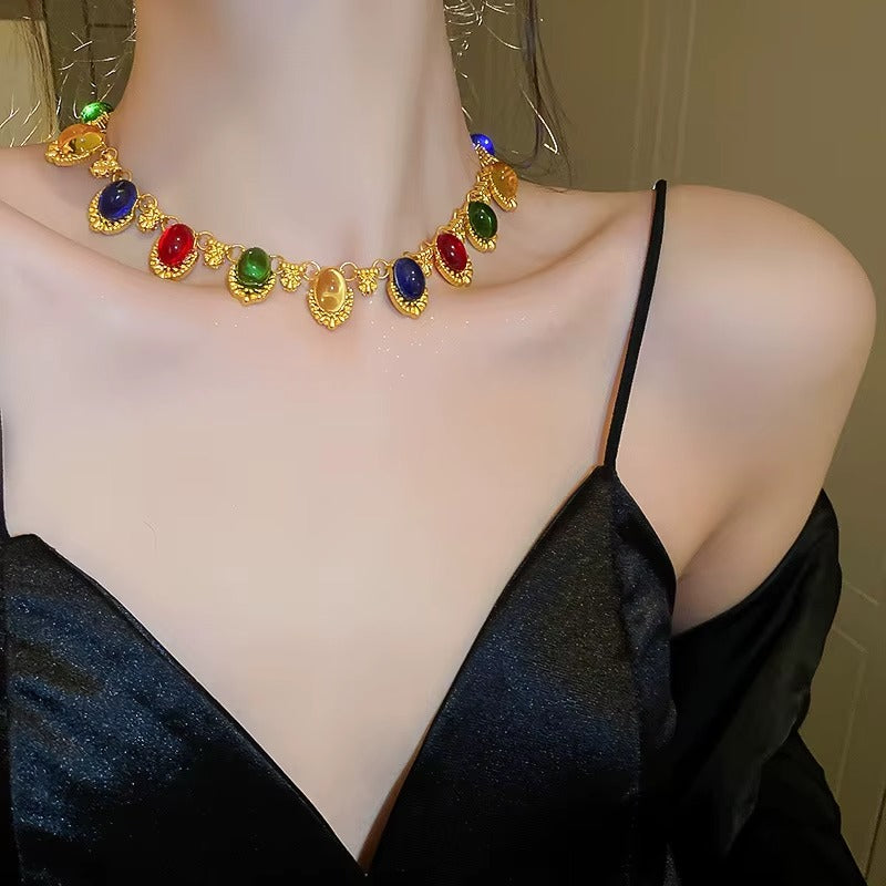 Multicolor Rhinestone Choker Necklaces