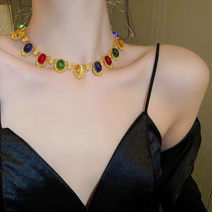 Multicolor Rhinestone Choker Necklaces