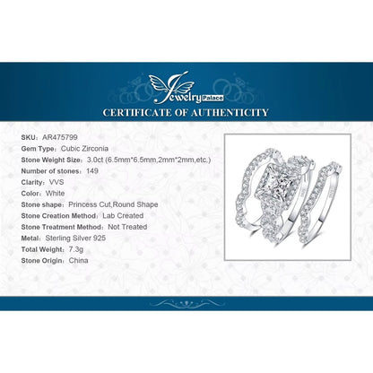 JewelryPalace 3Pcs 925 Sterling Silver Halo