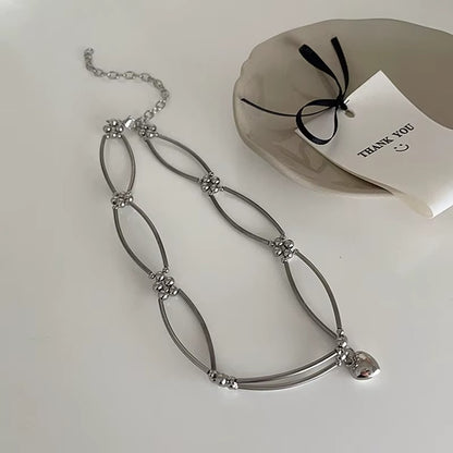 Vintage Metal Heart Pendant Necklace