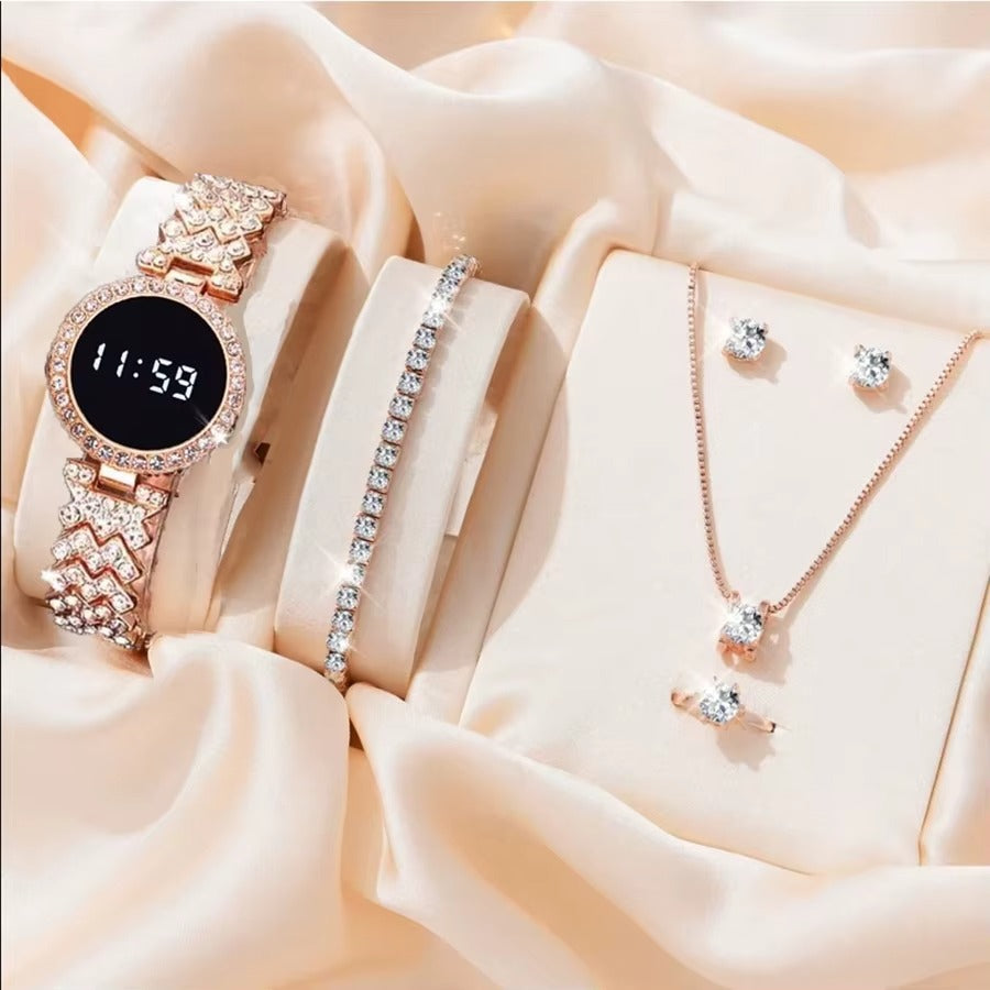 Women Digital Watch 5pcs Set