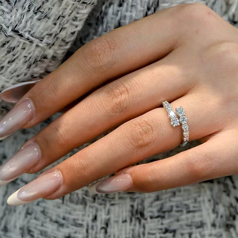 BXINY All Moissanite Open Ring 925