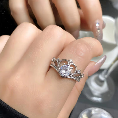 925 Sterling Silver Adjustable Crown Ring for Women