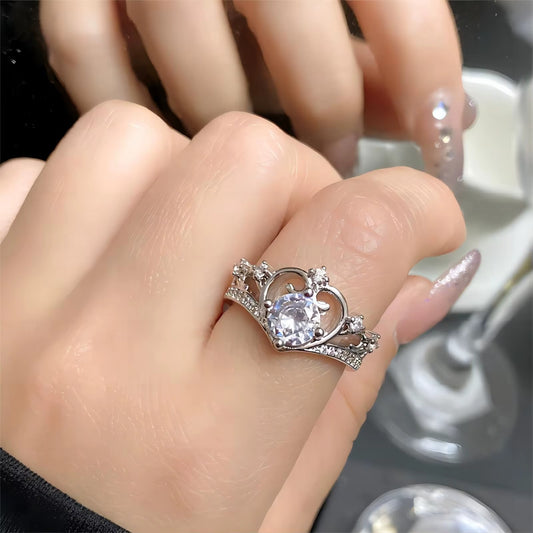 925 Sterling Silver Adjustable Crown Ring for Women
