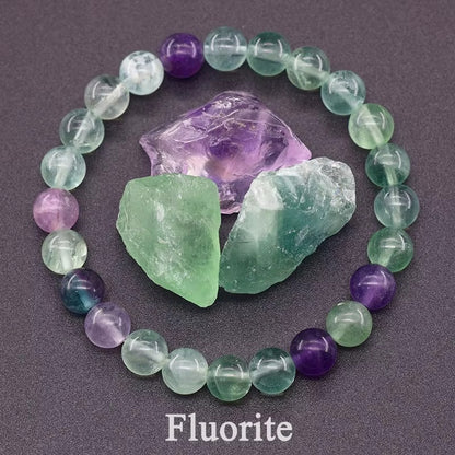 Fluorite Bracelet with Natural Stones 6 8 10mm Beads