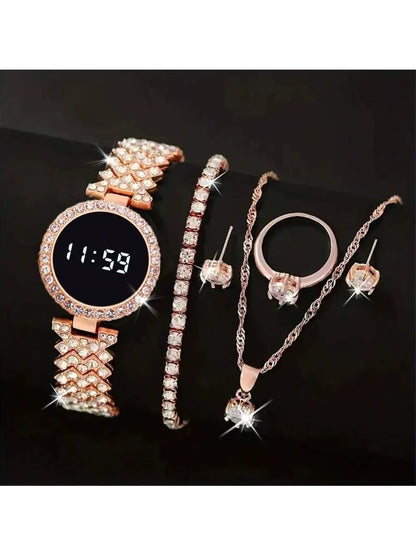 Women Digital Watch 5pcs Set