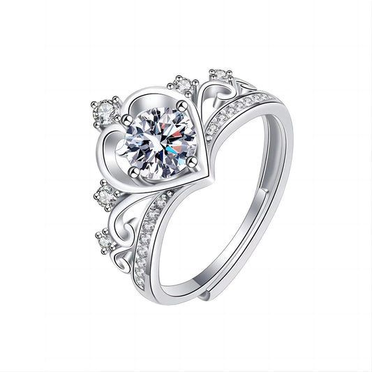 925 Sterling Silver Adjustable Crown Ring for Women