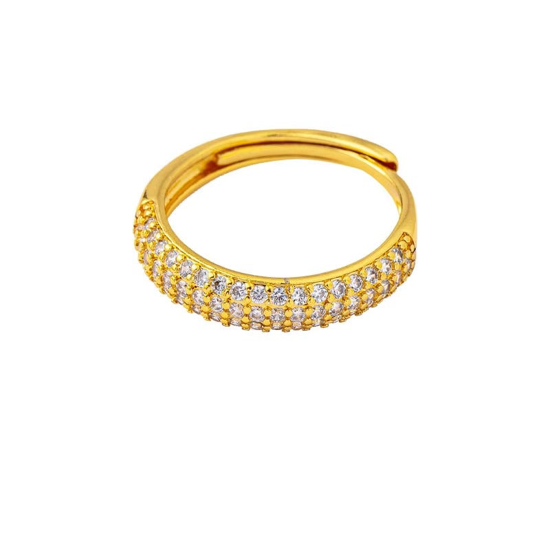 Luxury 24K 9999 Pure Gold real gold Women's Diamond-encrusted Gipsophila Adjustable Ring