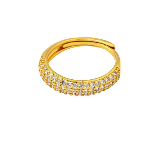 Luxury 24K 9999 Pure Gold real gold Women's Diamond-encrusted Gipsophila Adjustable Ring
