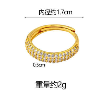 Luxury 24K 9999 Pure Gold real gold Women's Diamond-encrusted Gipsophila Adjustable Ring