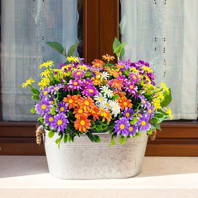 8 Bundles Outdoor Daisies Plastic Flowers