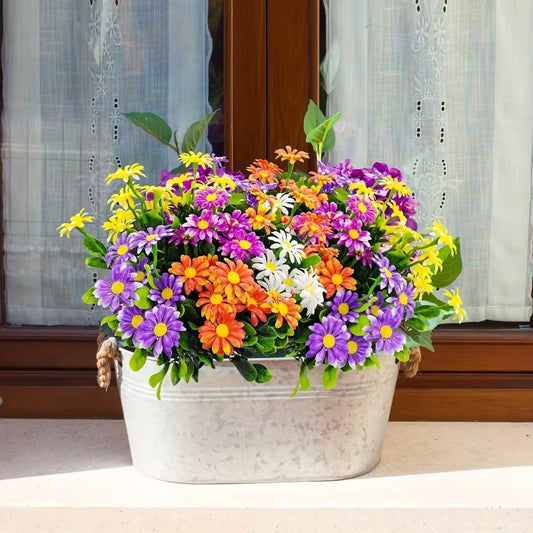 8 Bundles Outdoor Daisies Plastic Flowers