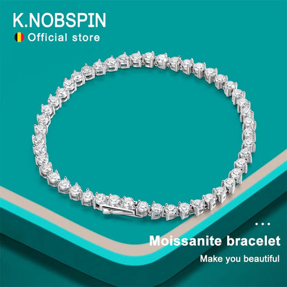 KNOBSPIN 3 Claw Moissanite Tennis Bracelet