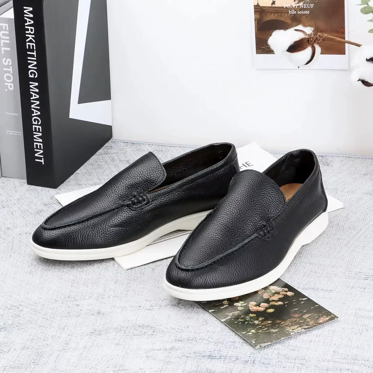 Man Shoes Loafers Adult Rubber Women Stitching