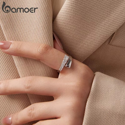 BAMOER 0.7CTTW Moissanite Open Ring