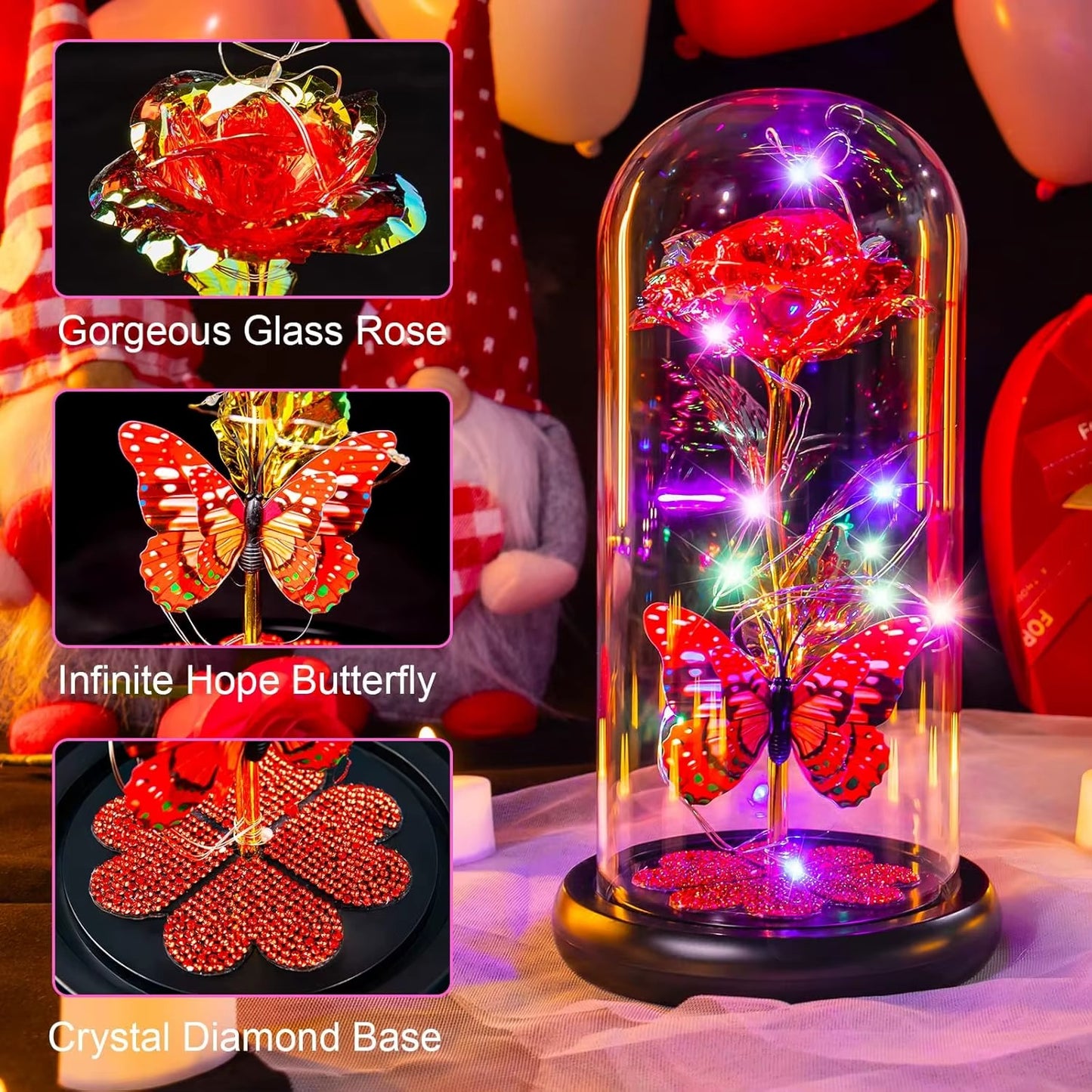 Galaxy Glass Rose Forever Eternal Crystal Flower